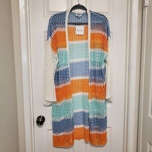 Petal Dew Striped Open Cardigan Sz M